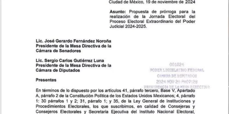 solicitud de prórroga del INE para elección judicial